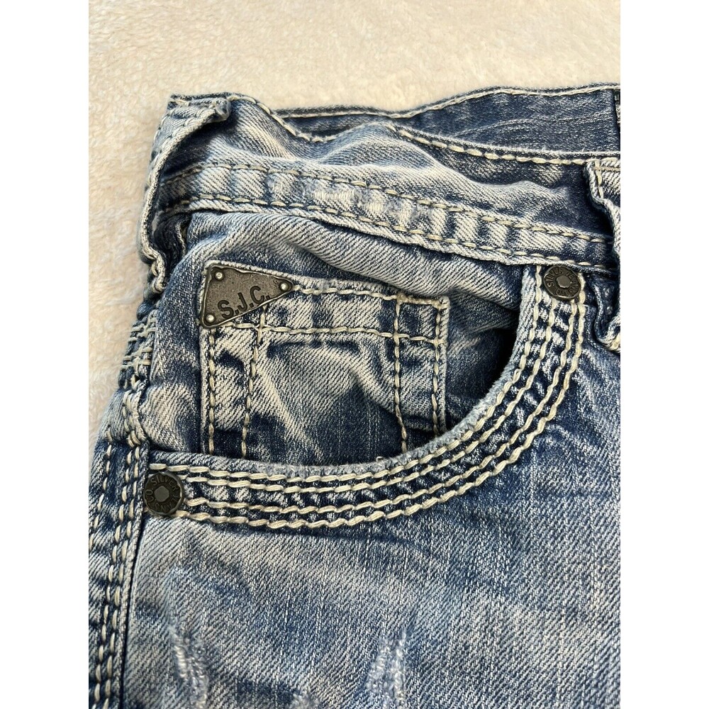 Silver Mens Straight Leg Jeans Gordie 30 x 31.5 Distressed Thick Stitch - Picture 9 of 10